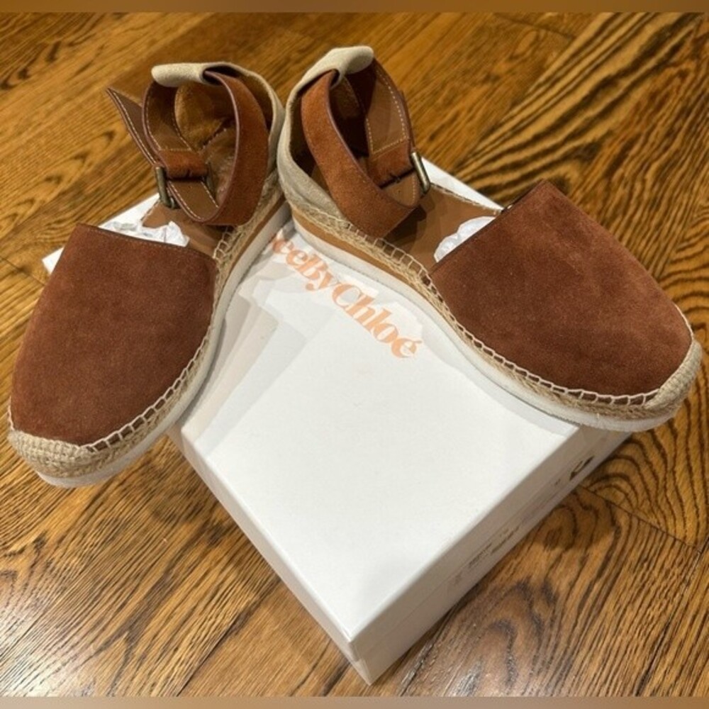 See By Chloe Brown Suede Espadrille Sandals